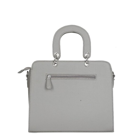 Vegan Leather Grey Colour Handbag for Women– Top-Handle Tote Bag, Satchel Purse - Picture 9 of 10